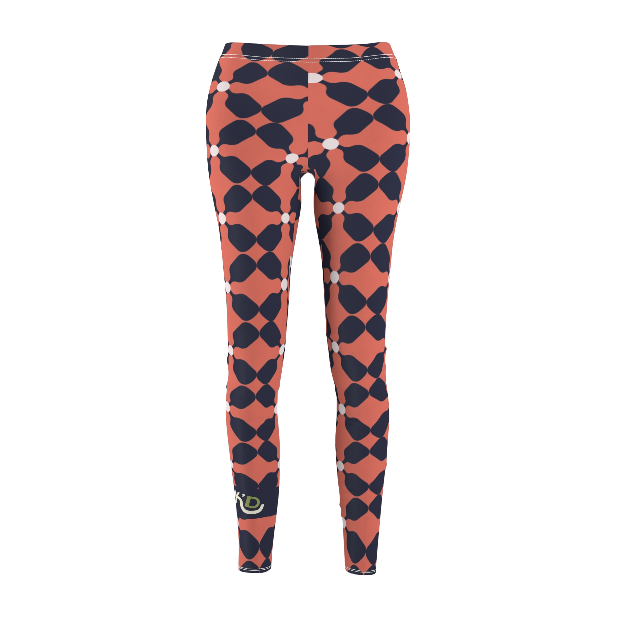 DiNK'D Women's Cut & Sew Casual Leggings - Coral - Image 2