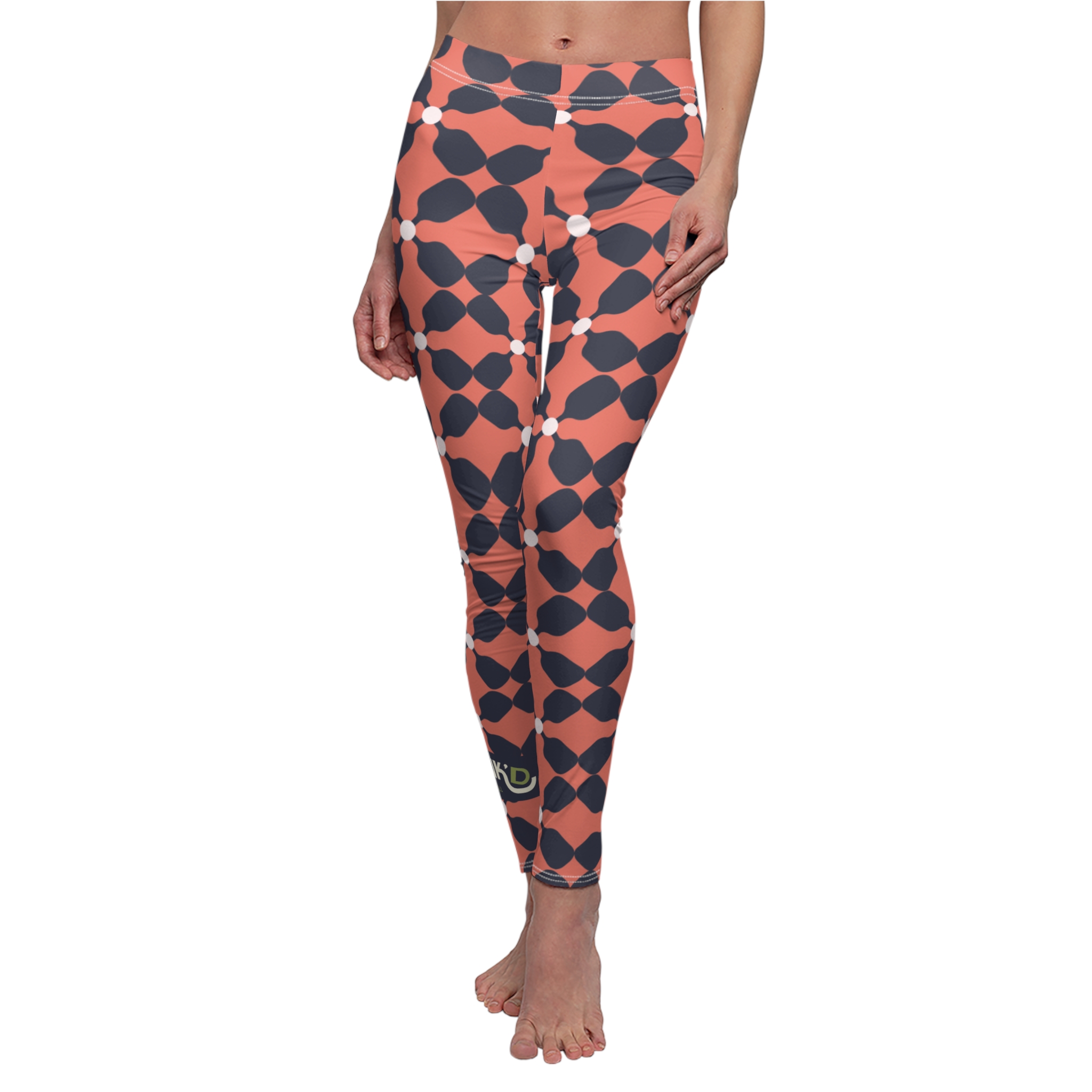 DiNK'D Women's Cut & Sew Casual Leggings - Coral - Image 6
